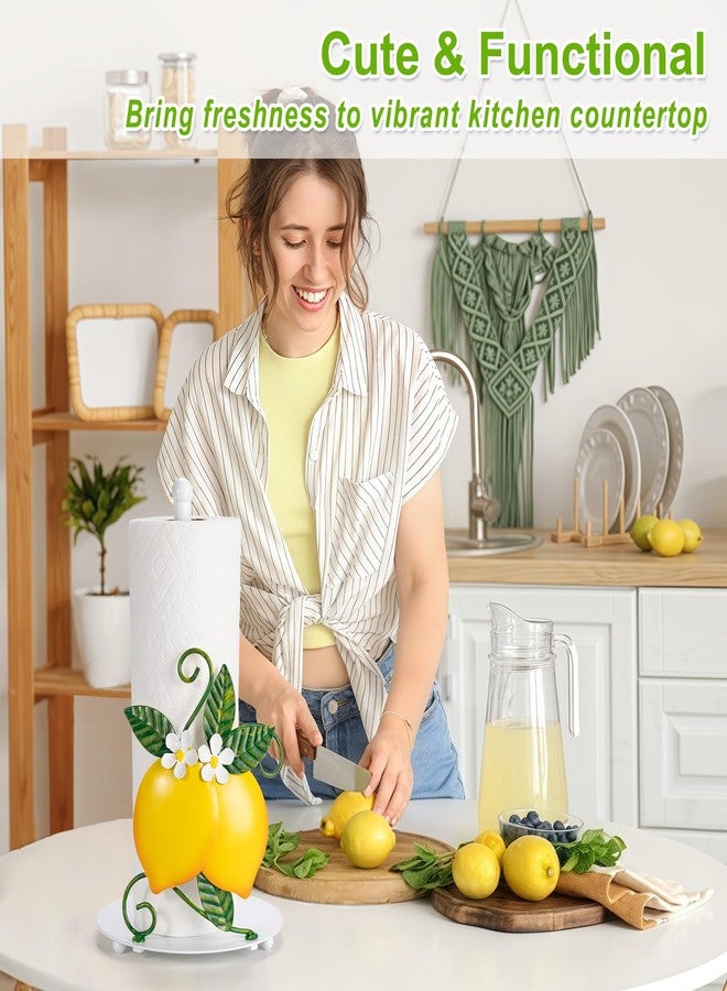 Shinlar Lemon Paper Towel Roll Holder Countertop - Lemon Housewarming Gifts for Women, Farmhouse Kitchen Decor and Accessories, Vintage Home Yellow Kitchen Counter Decor, 3D Handmade Pattern, Weighted Base - Image 4